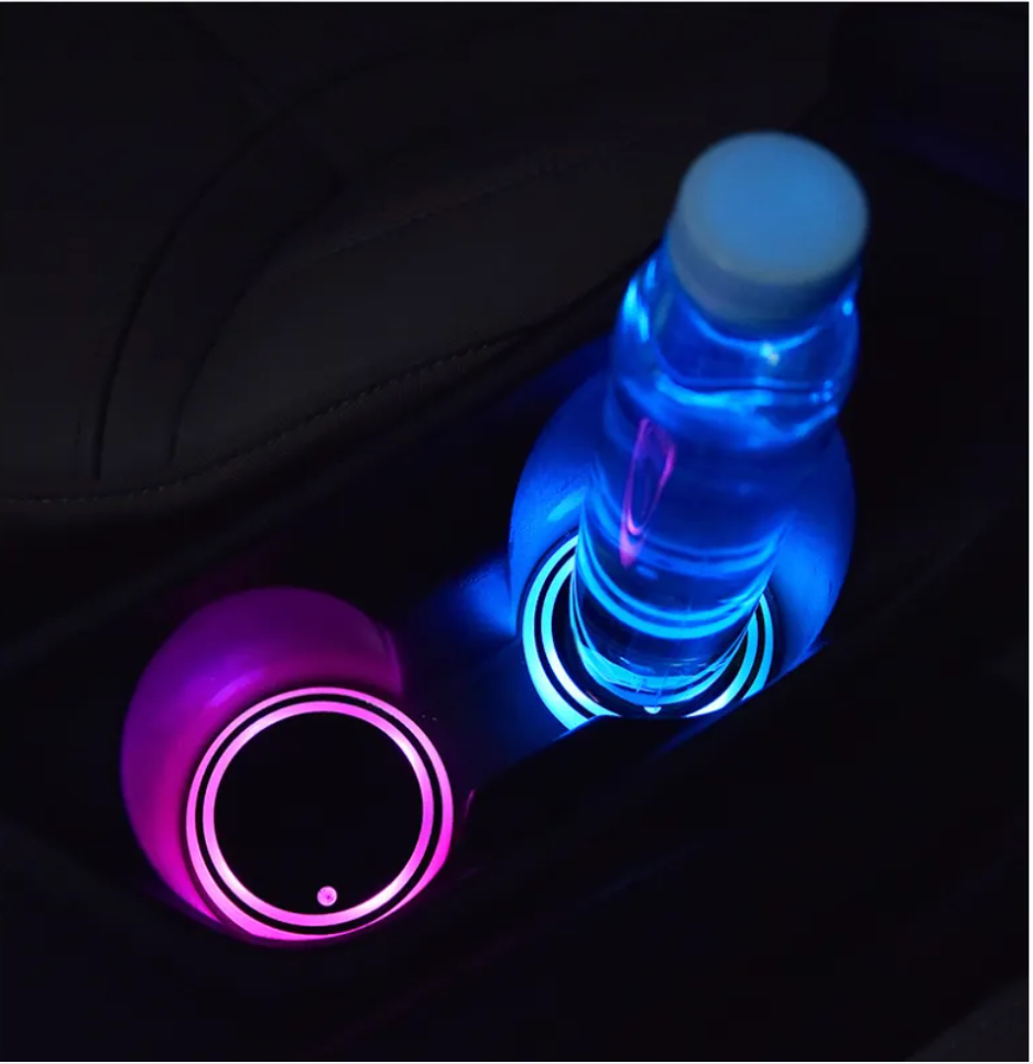 LED Light-Up Colorful Cup Holder Coaster with Solar & USB Charging